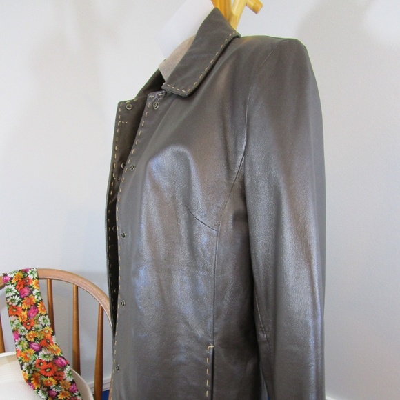 🌟2X Host Pick 🌟 Vintage Lambskin Dark Brown Leather Jacket - Picture 3 of 8
